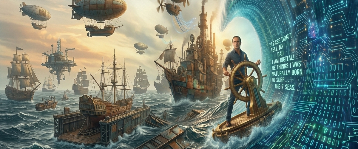 Davide Mari al timone tra oceano, navi e paesaggio digitale